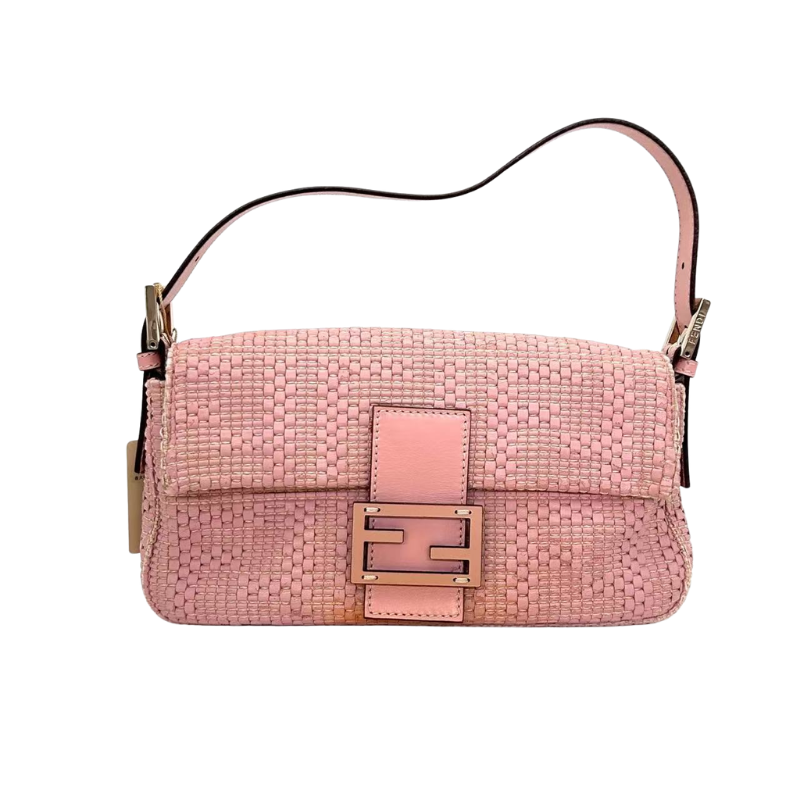 Pre-Owned Fendi Baguette Pink Woven Zucca handbag SZ3022606030372