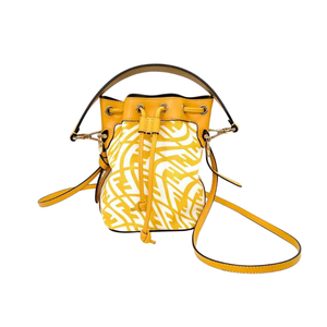 Pre-Owned Fendi x Sarah Coleman FF Vertigo Mini Mon Trésor Bucket Bag in Mimosa yellow and white SZ302260628506
