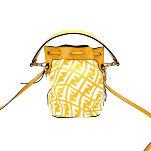 Pre-Owned Fendi x Sarah Coleman FF Vertigo Mini Mon Trésor Bucket Bag in Mimosa yellow and white SZ302260628506