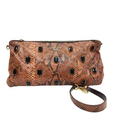 Pre-Owned Prada Whips Pietre (Pitone Pietre) evening clutch and shoulder bag N24034611