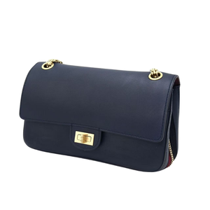 Pre-Owned CHANEL Paris-Hamburg 2.55 Nude Reissue 226 Flap Bag in navy blue limited-edition piece from the Pre-Fall 2018 Métiers d'Art collection SZ6072605121847