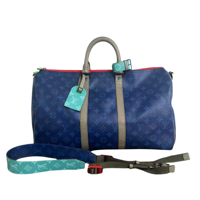 Pre-Owned Louis Vuitton Keepall Bandoulière Monogram Outdoor 45 in Pacific Blue (Model M43855) SZ3032607122611