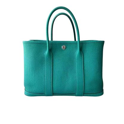 Pre-Owned Hermès Garden Party 30 Tote in Vert Véronèse (Verona Green) SZ6042607204102