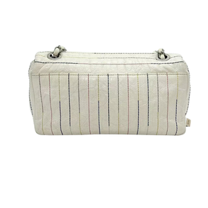 Pre-Owned CHANEL Distressed Calfskin Straight Line Stitch Flap Bag, also frequently referred to as a Straight Line Stitch Flap Crossbody Bag SZ3032605040654