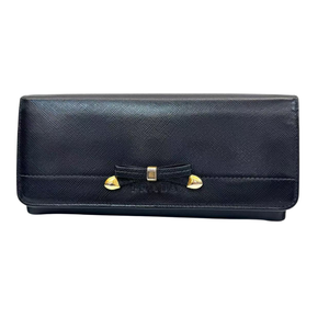 Pre-Owned Prada Black Saffiano Lux Leather Bow Flap Wallet N23882462