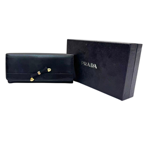 Pre-Owned Prada Black Saffiano Lux Leather Bow Flap Wallet N23882462