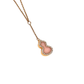 Pre-Owned QEELIN Wulu 18K Gold, Pink Opal, and Diamond Gourd Necklace (Model: ABE1468T) SZ6042606264690