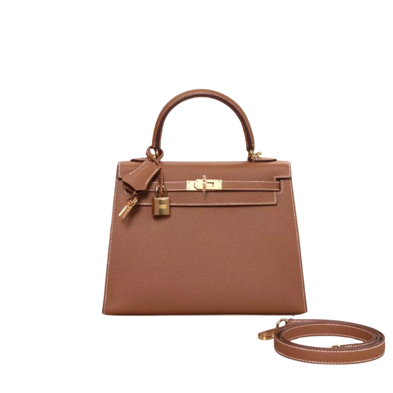 Pre-Owned Hermès Kelly 25 Sellier in Gold (Gold Brown) with Gold Hardware SZ3032607265078