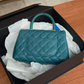 Pre-Owned CHANEL Small Coco Handle Bag in Peacock Green SZ6022607091811