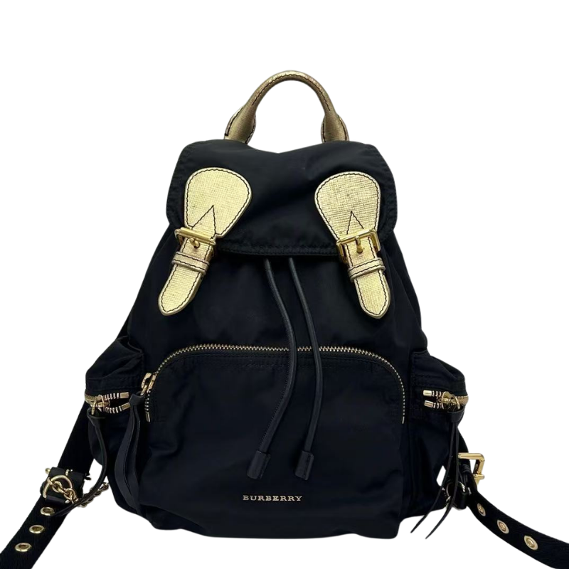 Pre-Owned Burberry Nylon Medium Rucksack Runway Backpack in Black and Gold SZ3022604111648