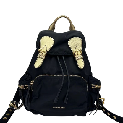 Pre-Owned Burberry Nylon Medium Rucksack Runway Backpack in Black and Gold SZ3022604111648