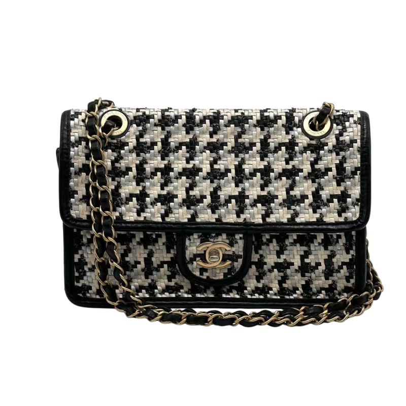 Pre-Owned CHANEL Classic Flap Medium Houndstooth Woven Bag SZ3072606264589