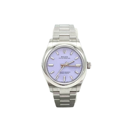 Pre-Owned Rolex Oyster Perpetual 31 (Reference 277200) featuring a distinct, highly sought-after lavender/light purple dial SZ5052607224478