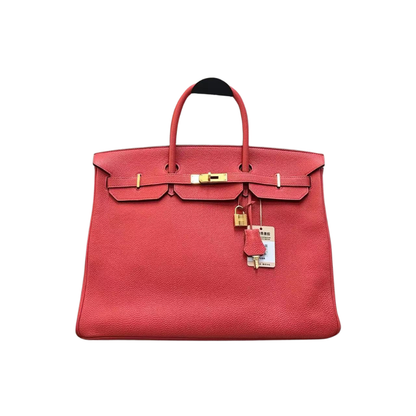 Pre-Owned Hermès Birkin 40 in Indian Red (often referred to as Rouge Vif or similar vibrant reds like Bougainvillier or Geranium) with Gold Hardware and a T Stamp (produced in 2015) SZ3022603020369
