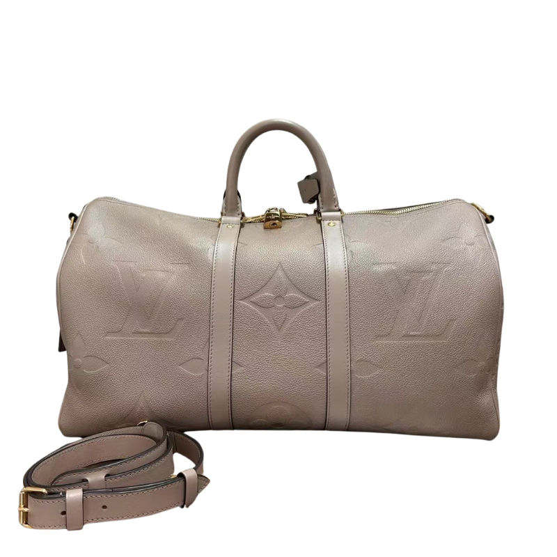 Pre-Owned  Louis Vuitton Keepall Bandoulière 45 in "Elephant Grey" (officially known as Tourterelle or Turtledove) a luxury travel bag SZ3022602213370