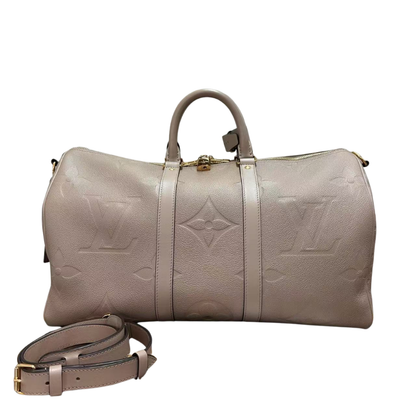 Pre-Owned  Louis Vuitton Keepall Bandoulière 45 in "Elephant Grey" (officially known as Tourterelle or Turtledove) a luxury travel bag SZ3022602213370