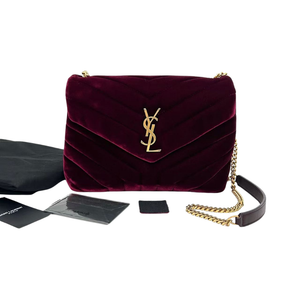 Pre-Owned Saint Laurent (YSL) Loulou Bag in burgundy velvet SZ3052606234130