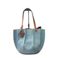 Pre-Owned Loewe x Paula’s Ibiza Small Shell Denim Tote Bag features a distinctive pleated half-moon silhouette SZ6062607234685