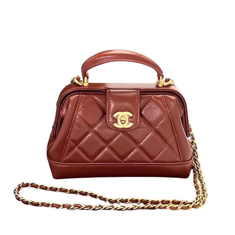 Pre-Owned CHANEL 24A Quilted Mini "Cocodoc" Top Handle Bag Honey Caramel Brown shade SZ3072607132665