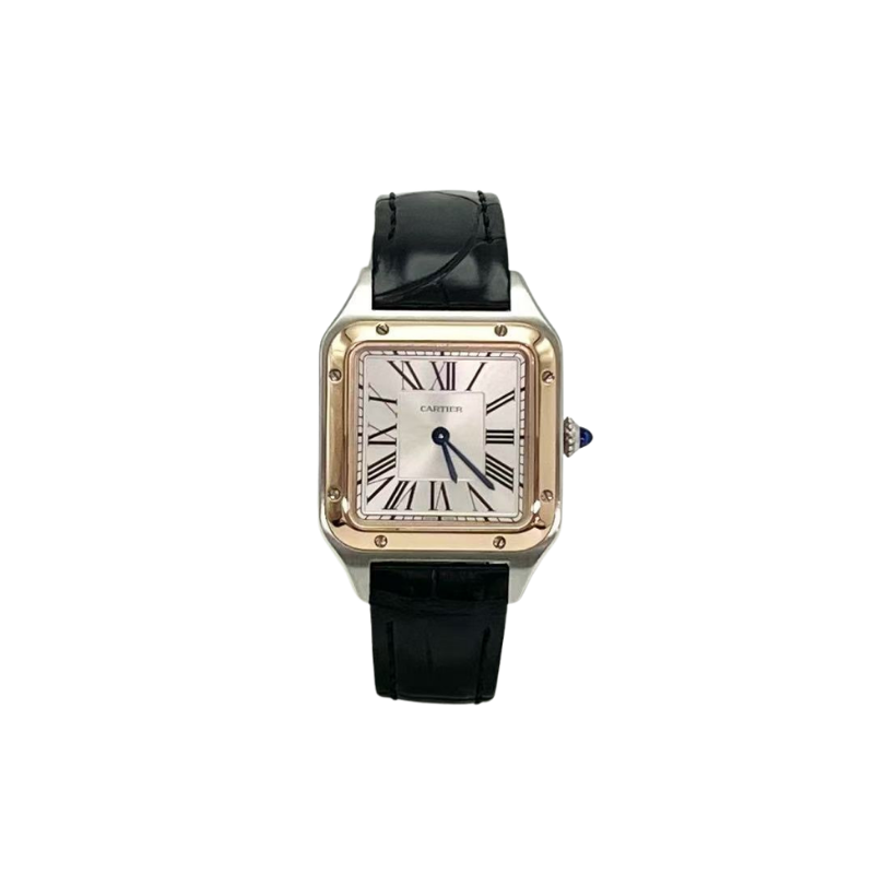 Pre-Owned Cartier Santos-Dumont watch in a sleek, two-tone stainless steel and 18K rose gold execution SZ5102607234789