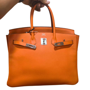 Just In Pre-Owned Hermès Birkin 40 in Orange Togo leather with Silver (Palladium) hardware