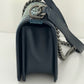 Pre-Owned Chanel Le Boy Medium Tweed Green Black Flap Shoulder/Crossbody Bag N24471005
