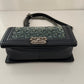 Pre-Owned Chanel Le Boy Medium Tweed Green Black Flap Shoulder/Crossbody Bag N24471005