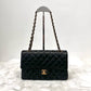 Pre-Owned CHANEL Classic Double Flap Medium 25 Black Lambskin Gold Hardware | 2018 (24 Series) | wwl 21296136