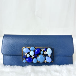 Pre-Owned Prada Jeweled Flap Wallet (Navy Blue) /N25208481