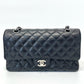 Pre-Owned Chanel Classic Double Flap Medium 25 Black Caviar Silver Hardware