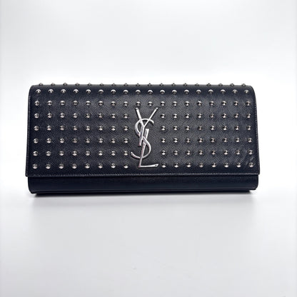Pre-Owned Saint Laurent Studded Black Caviar Leather Clutch Bag N24472150