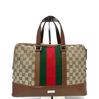 Pre‑Owned Gucci Vintage Web Stripe Boston Handbag N24669651