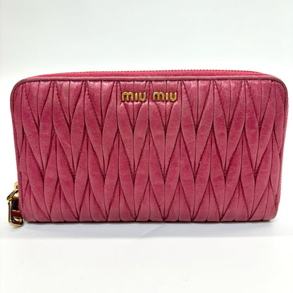 Pre-Owned Miu Miu Matelassé Lambskin Zip-Around Wallet (Fuchsia) /N25217148