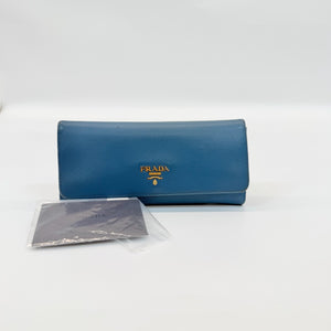 Pre-Owned Prada Saffiano Leather Flap Wallet (Navy Blue) /N25205371