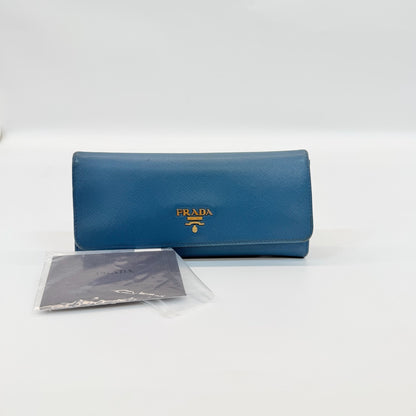 Pre-Owned Prada Saffiano Leather Flap Wallet (Navy Blue) /N25205371
