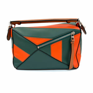 Pre-Owned LOEWE Puzzle Bag | Iconic Tricolor (Green/Orange/Tan) | Size 24cm N24210143