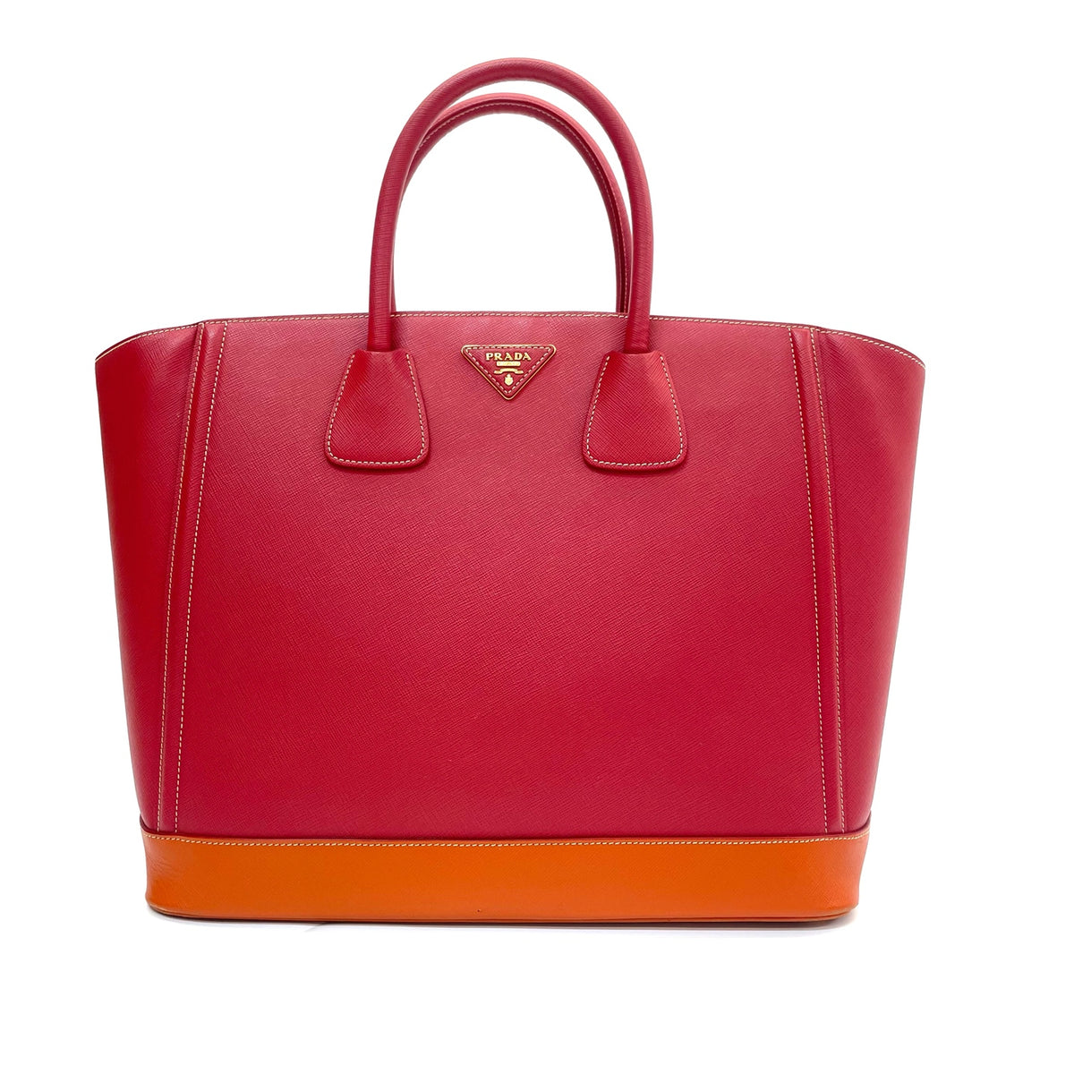 Pre‑Owned Prada Burgundy Two‑Tone Commuter Tote Bag N24560494