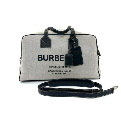 Pre‑Owned Burberry Canvas Boston Travel Duffle Bag with Shoulder Strap N24561976