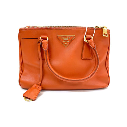 Pre‑Owned Prada Orange Saffiano Leather Boston Satchel Hand Bag N24592287