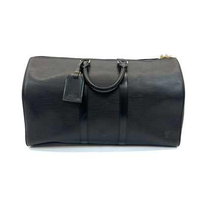 Pre‑Owned Louis Vuitton Keepall Black Epi Leather Travel Duffle Bag N24592088