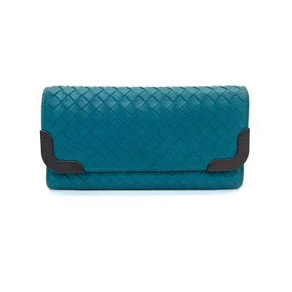 Pre‑Owned Bottega Veneta Intrecciato Flap Long Wallet N24674340
