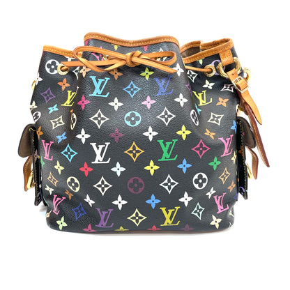 Pre-Owned Louis Vuitton Petit Noé Bucket Bag in Multicolor Monogram Canvas (Noir/Black) N2468532