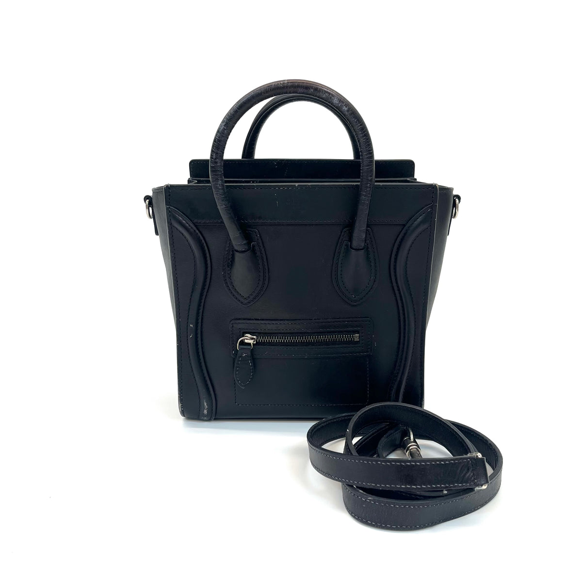 Pre‑Owned Celine Luggage Nano Black Leather Handbag N24673722