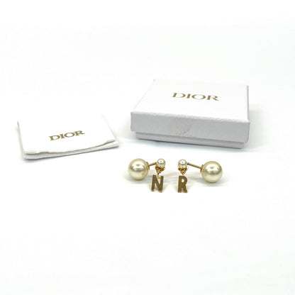 Pre‑Owned Christian Dior Asymmetrical N‑R Letter Pearl Stud Earrings N24674238