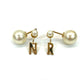 Pre‑Owned Christian Dior Asymmetrical N‑R Letter Pearl Stud Earrings N24674238