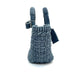 Pre-Owned Balenciaga Bistro Panier Woven Denim Basket Bag (25cm), a trendy casual tote with an adjustable denim strap and branded hang tag N24705901