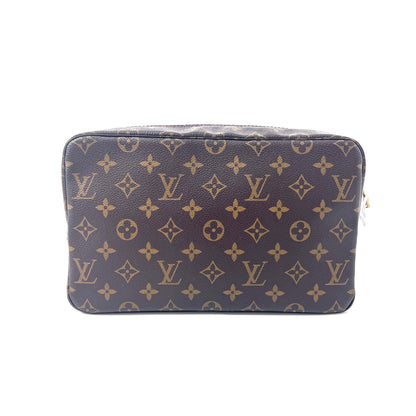 Pre-Owned Louis Vuitton Monogram Toiletry Pouch 26 (GM Size), a rare vintage 1988 travel vanity case with luxurious ruffled leather interior detailing N24694817
