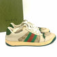 Pre-Owned Gucci Screener Sneaker in GG Monogram Canvas & Leather, a vintage-inspired low-top with enamel Double G and signature Green/Red Web N24712579