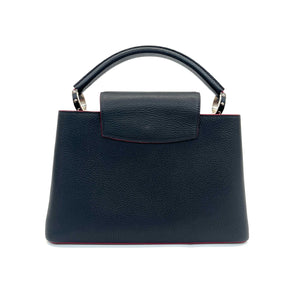 ✨Pre-Owned LOUIS VUITTON Capucines BB Taurillon Leather Top Handle 👜 | 21cm Navy/Pink | N24775884 💫