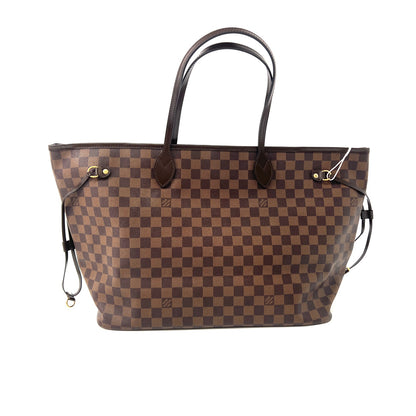 Pre-Owned LV Neverfull GM Damier Ebene | 2010 | Iconic Red Lining + Zipped Pouch N24820347